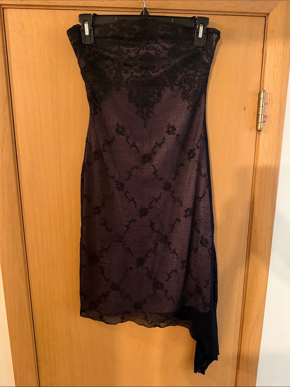 Scene Women’s Vintage Y2K Tube Strapless Asymmetrical Overlay Dress Black 5/6